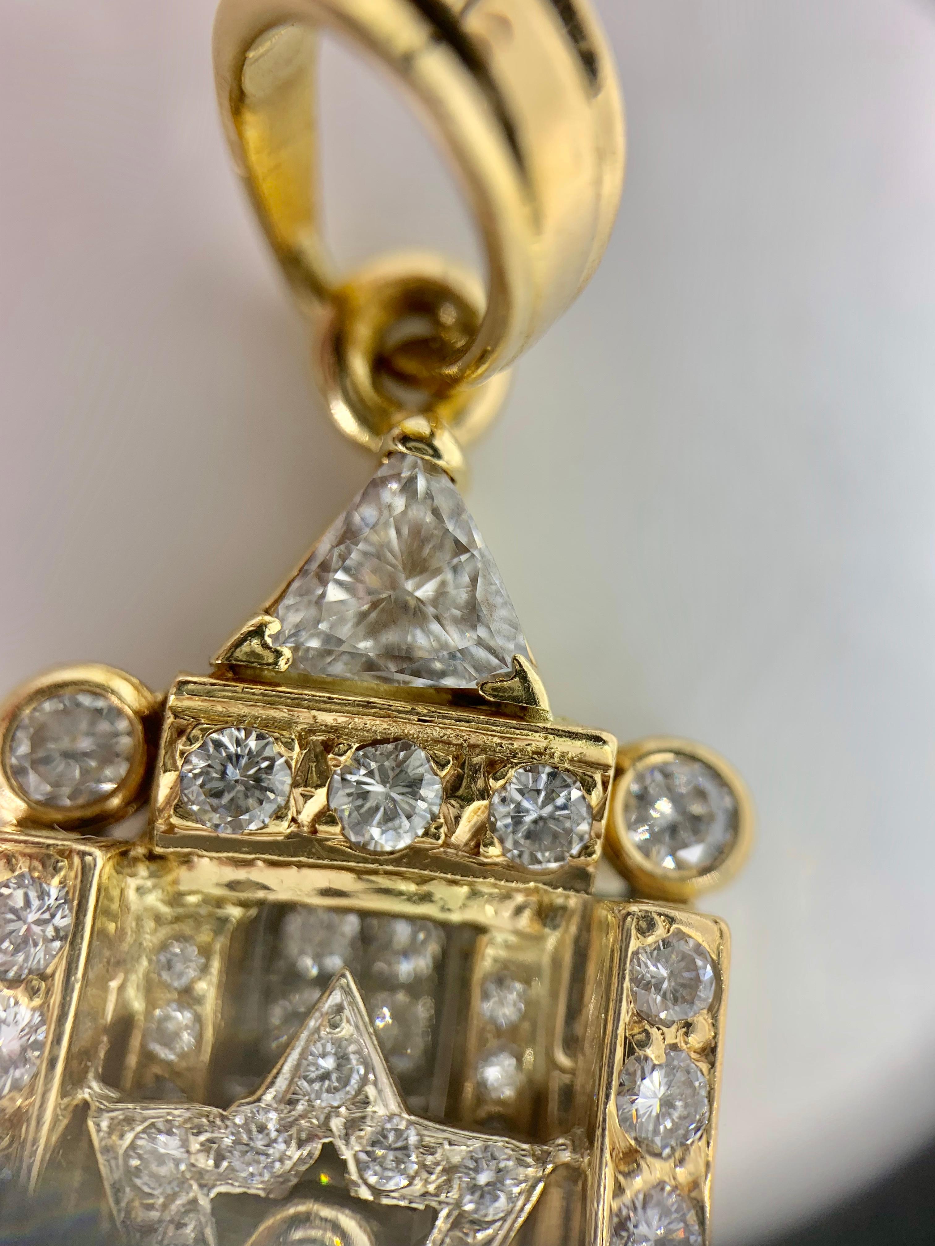 Yellow Gold Diamond Mezuzah Star of David Pendant 5