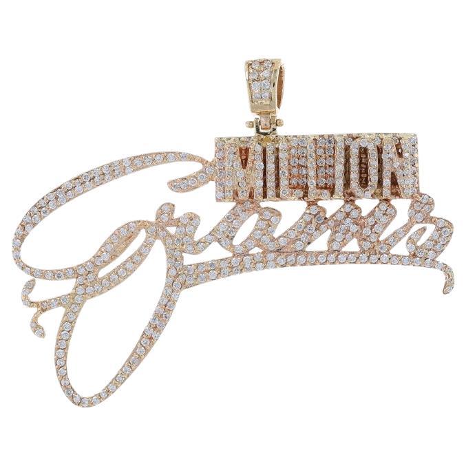 Ciondolo da uomo in oro giallo con diamante "Million Grams" - 14k Round 3.10ctw Bling