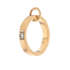 Yellow Gold Diamond Mini Solitaire Wedding Charm -14k Ring Replica Love Marriage