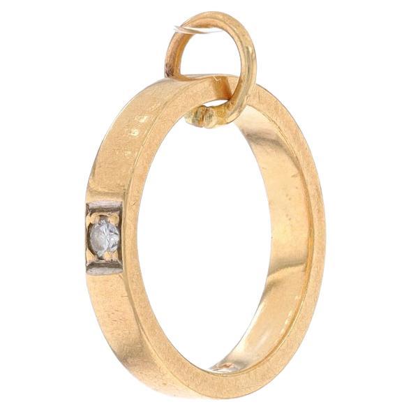Yellow Gold Diamond Mini Solitaire Wedding Charm -14k Ring Replica Love Marriage