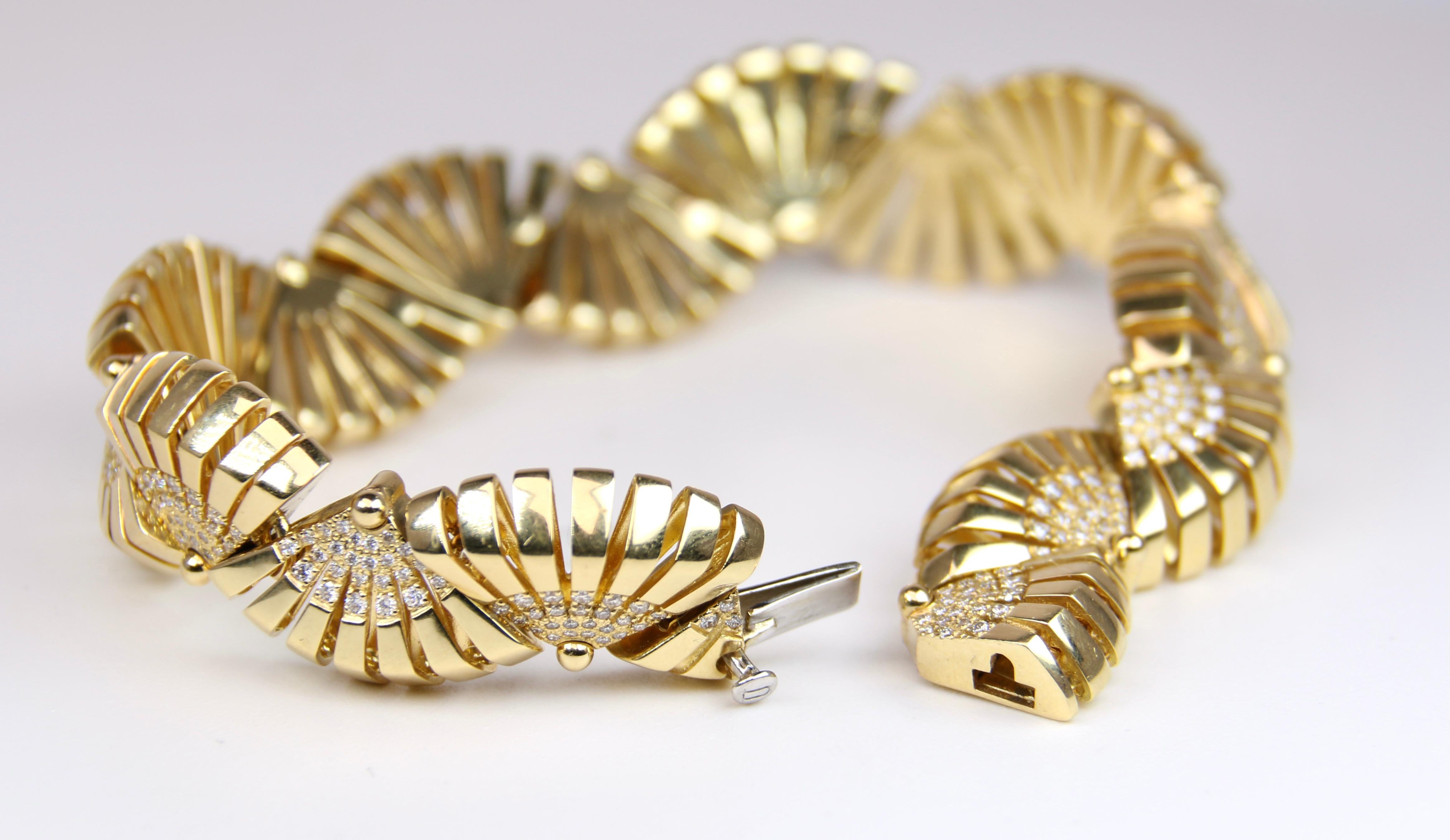 18K Yellow Gold Miseno Fan Bracelet with 1.5 CTW Diamonds 