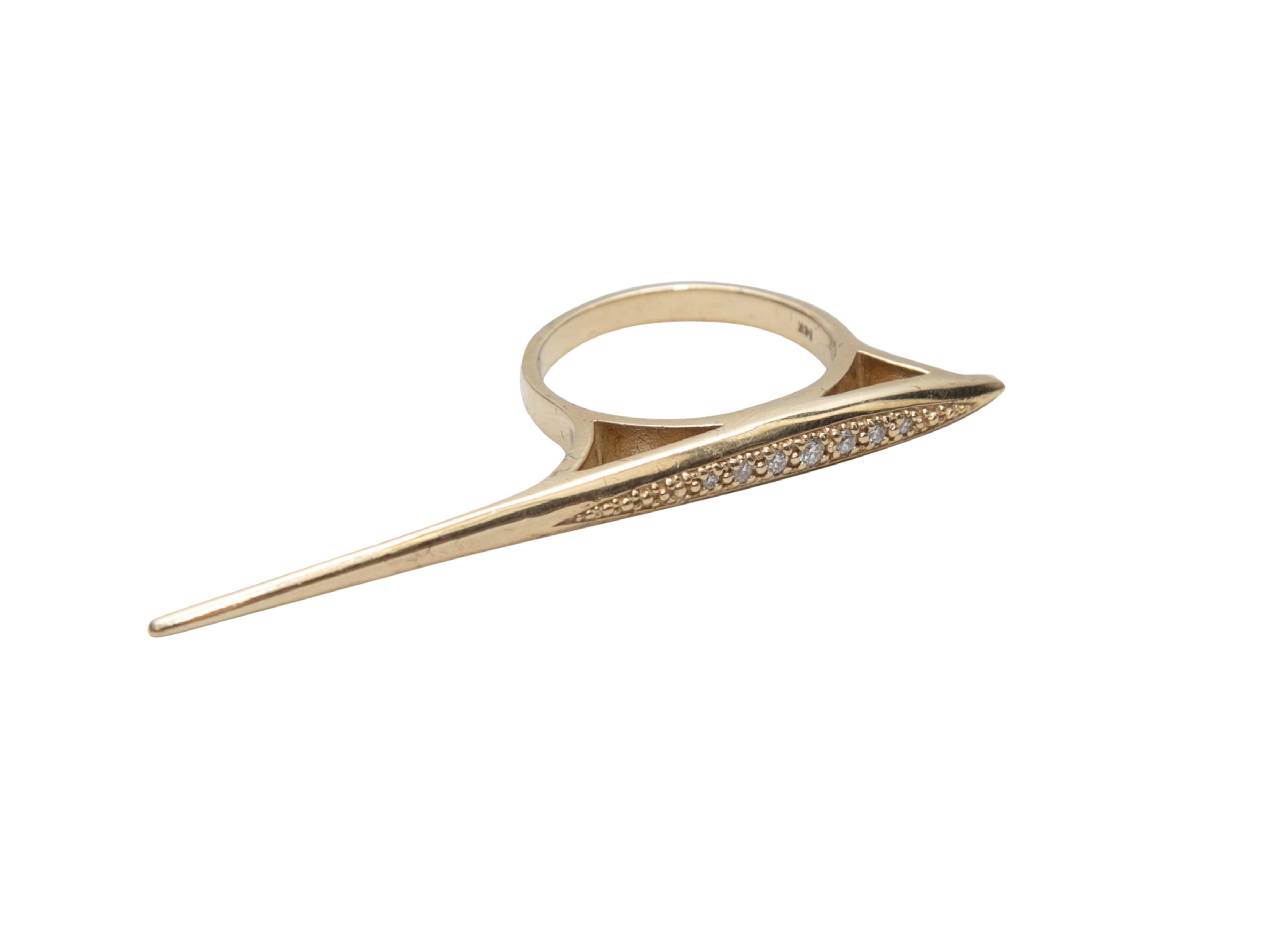 Round Cut Yellow Gold & Diamond Mizuki Bar Ring Size 7