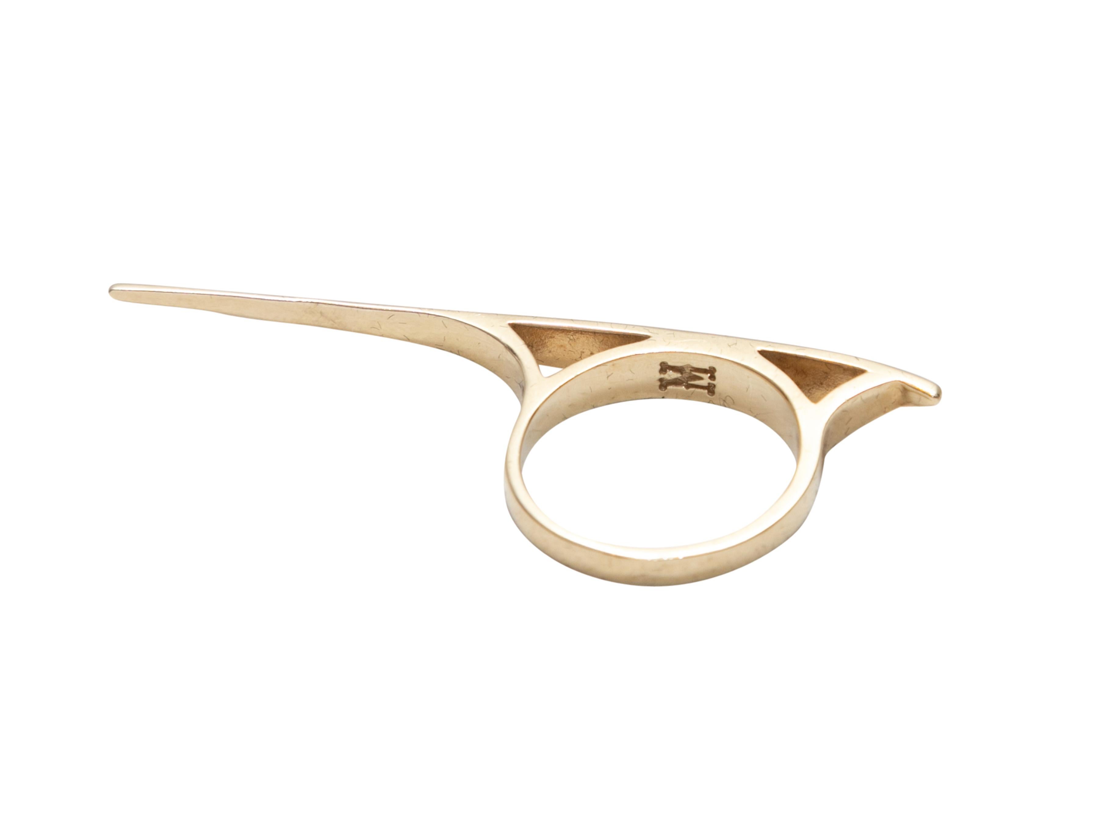 Yellow Gold & Diamond Mizuki Bar Ring Size 7 In Good Condition In New York, NY