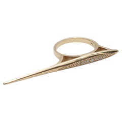 Yellow Gold & Diamond Mizuki Bar Ring Size 7