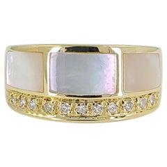 Yellow Gold, Diamond & Mother of Pearl Inlay Band