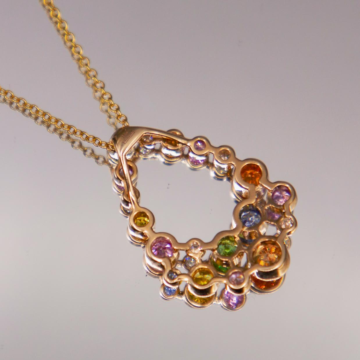 Gelbgold-Diamant- Multi-Gem-Anhänger im Zustand „Neu“ im Angebot in Birmingham, MI