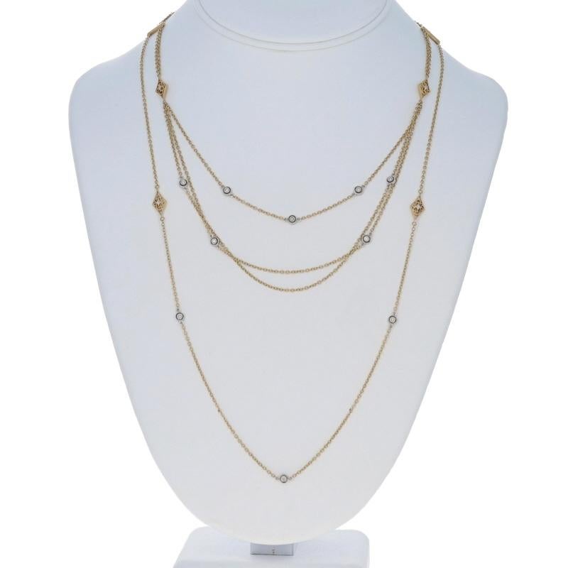 Mehrstrangige Halskette aus Gelbgold mit Diamanten - 14k rund .12ctw Station verstellbar im Zustand „Neu“ im Angebot in Greensboro, NC
