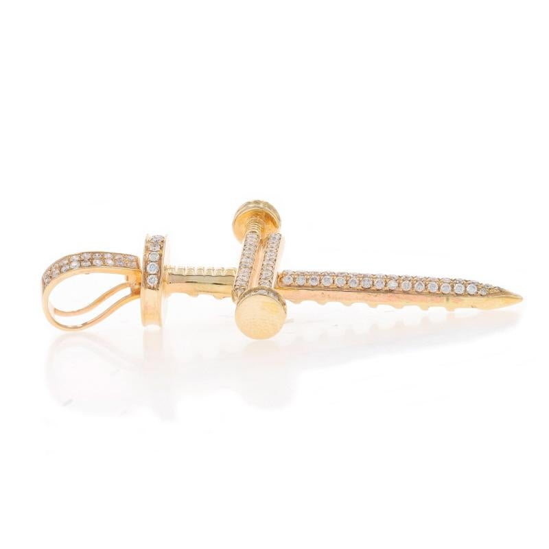 Round Cut Yellow Gold Diamond Nails Cross Men's Pendant - 10k Round 1.00ctw Faith Bling For Sale