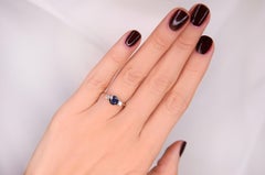 Yellow Gold Diamond Natural Blue Sapphire Ring for Her