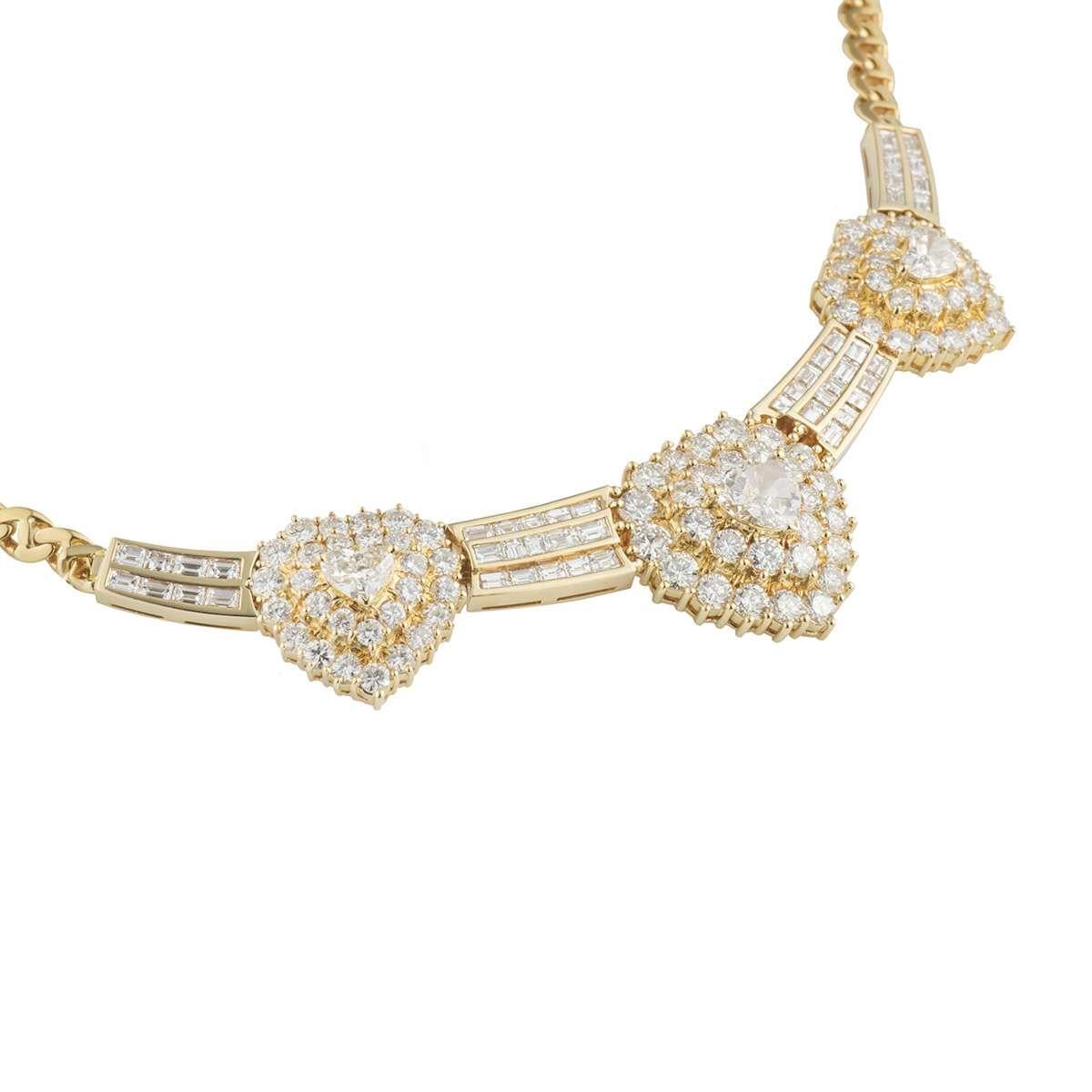 Heart Cut Yellow Gold Diamond Necklace 5.58 Carat