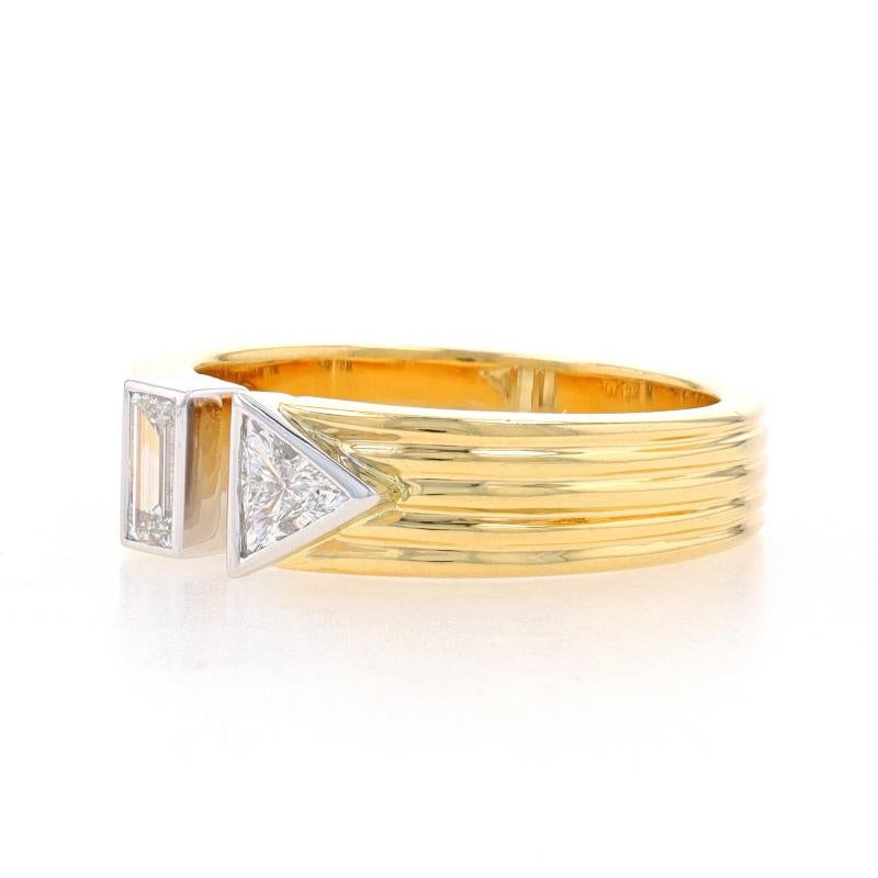 Trillion Cut Yellow Gold Diamond Negative Space Band 18k Trill & Bag.43ctw Wedding Ring 6 3/4 For Sale