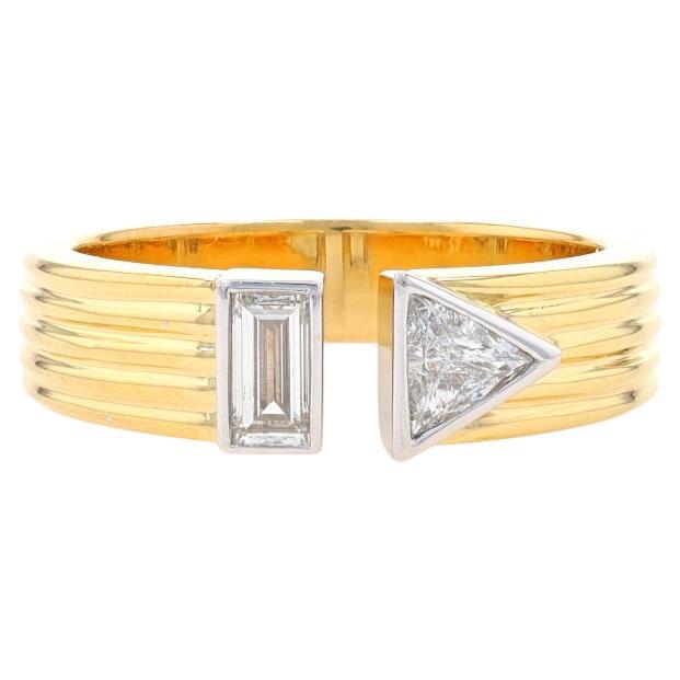 Yellow Gold Diamond Negative Space Band 18k Trill & Bag.43ctw Wedding Ring 6 3/4 For Sale