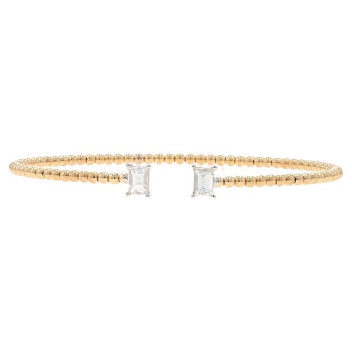 Yellow Gold Diamond Negative Space Flex Bangle Bracelet 6 1/4" - 14k Bag .69ctw