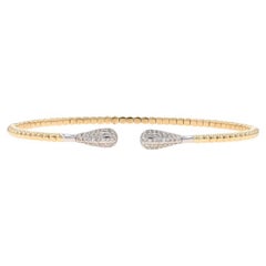 Yellow Gold Diamond Negative Space Flex Bangle Bracelet 6 3/4" - 14k .32ctw