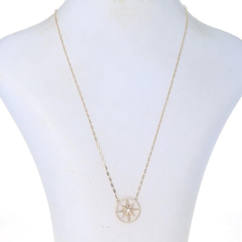 Round Cut Yellow Gold Diamond North Star Necklace 14k Rd.25ctw Celestial Circle Adjustable