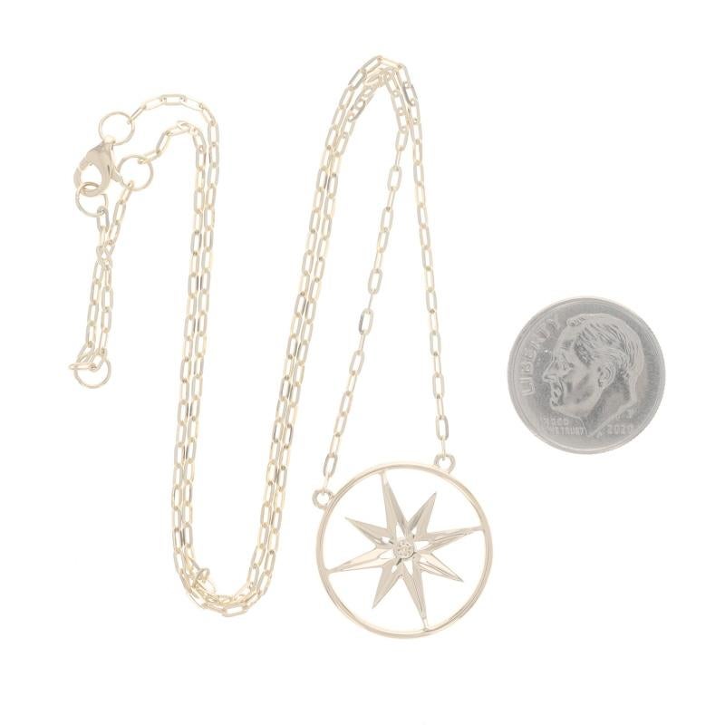 Women's Yellow Gold Diamond North Star Necklace 14k Rd.25ctw Celestial Circle Adjustable