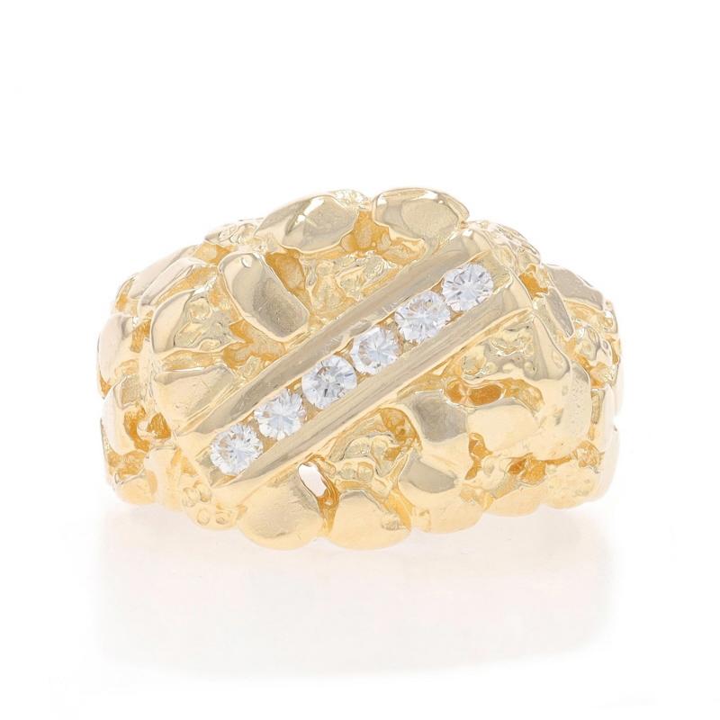 Size: 8
Sizing Fee: Up 2 1/2 sizes for $60 or Down 1 1/2 sizes for $40

Metal Content: 14k Yellow Gold

Stone Information

Natural Diamonds
Carat(s): .24ctw
Cut: Round Brilliant
Color: G - H
Clarity: VS1 - VS2

Total Carats: .24ctw

Style: