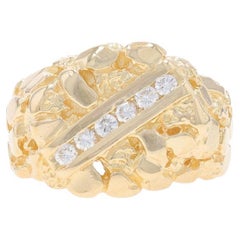 Bague pour homme en or jaune avec pépite de diamant - 14k Round .24ctw Channel Set Six-Stone