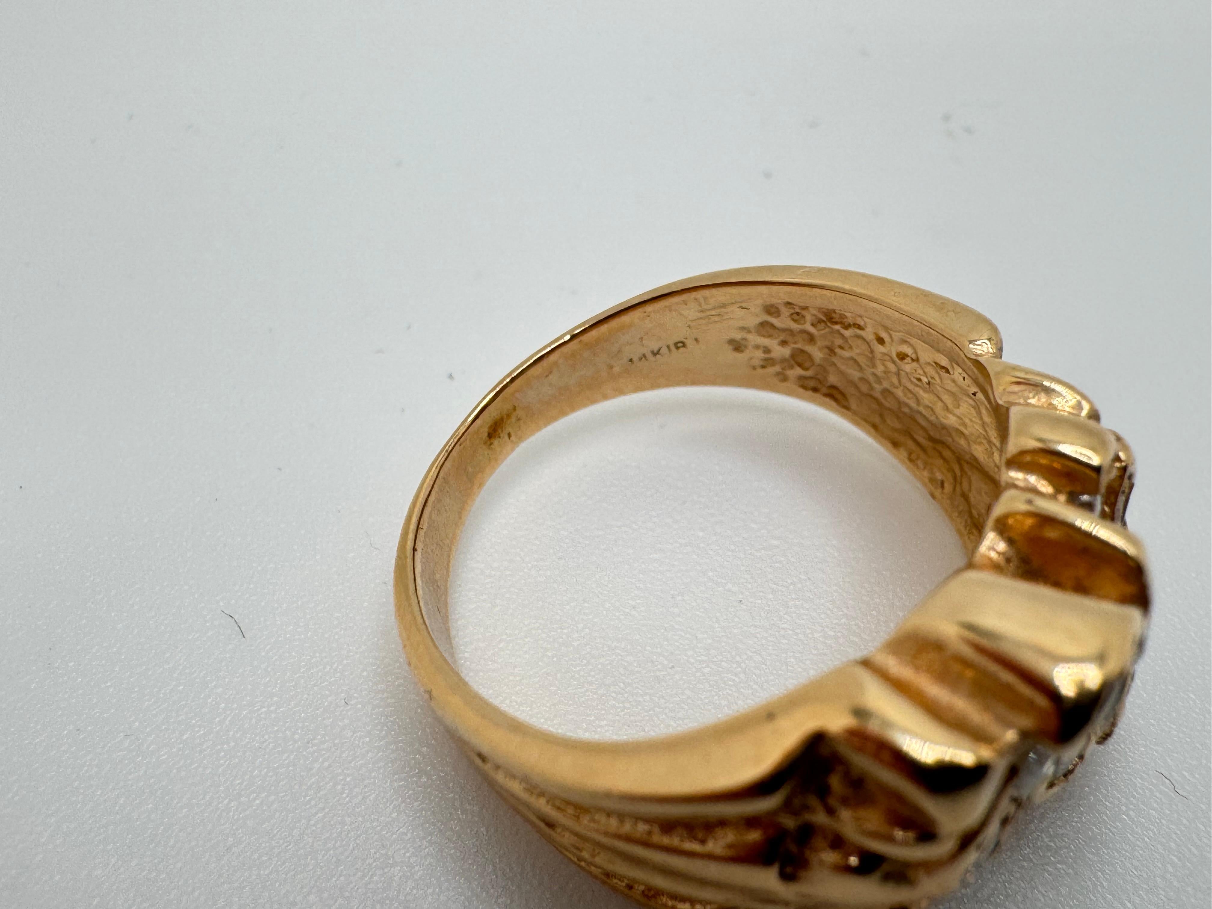 Anello con pepita di diamante in oro giallo in vendita 2