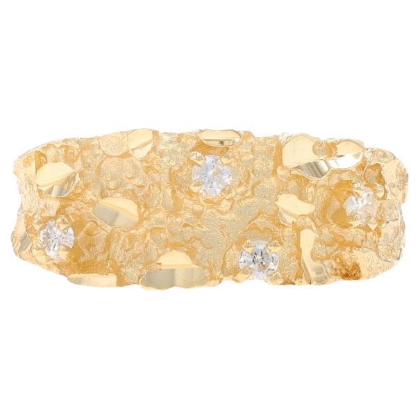 Bague unisexe en or jaune avec pépite de diamant 14k bague ronde brillante .10ctw