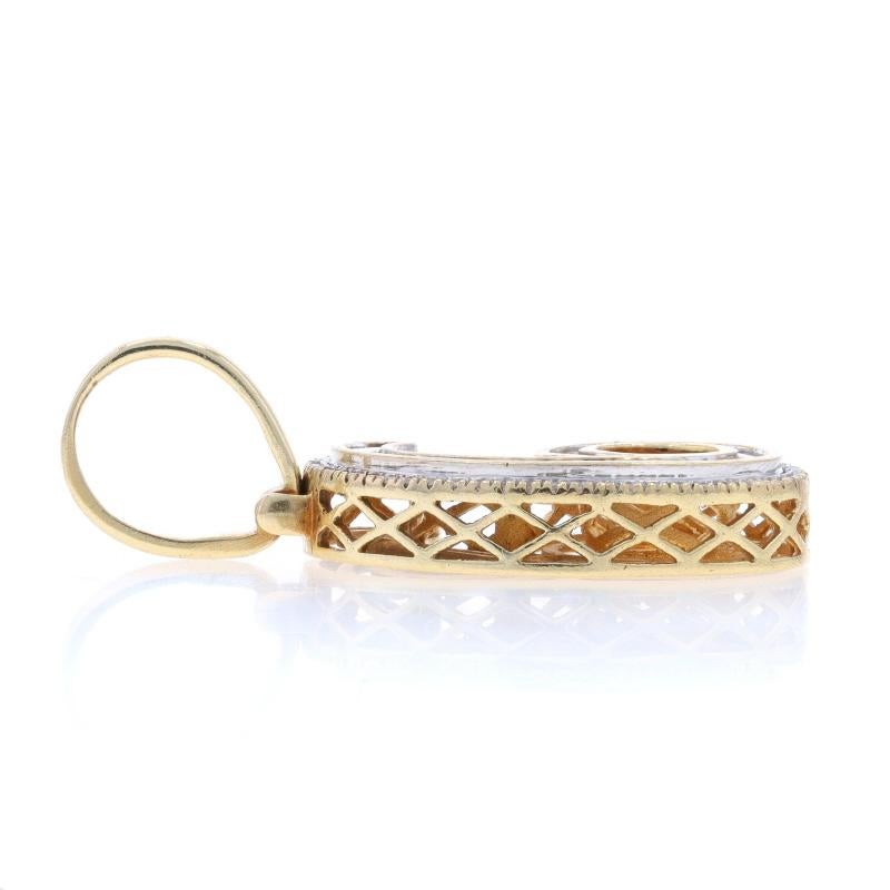 Taglio singolo Ciondolo da uomo in oro giallo con diamante Numero Sei 10k Singolo Bag.45ctw Lucky #6 Bling in vendita