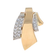 Yellow Gold Diamond Omega Slide Pendant - 14k Round Brilliant .50ctw Ribbons