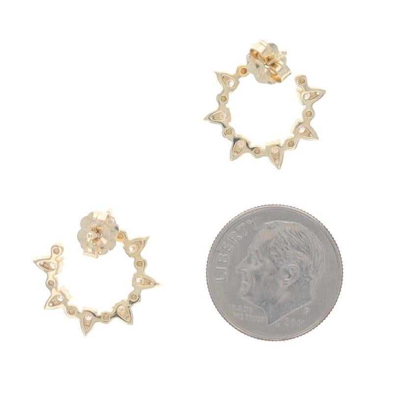 Yellow Gold Diamond Open Circle Hoop Earrings - 14k Round .60ctw Pierced In New Condition In Greensboro, NC