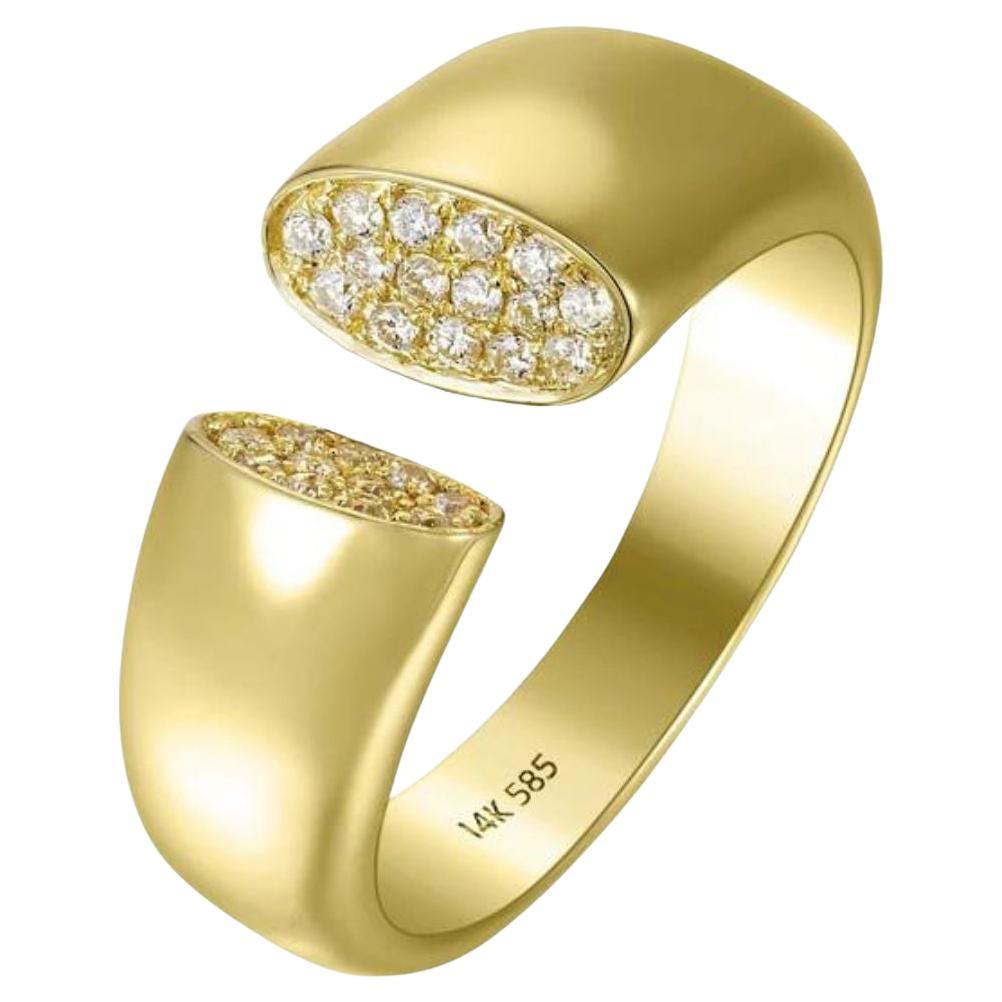 Yellow Gold Diamond Open Space Cocktail Ring For Sale