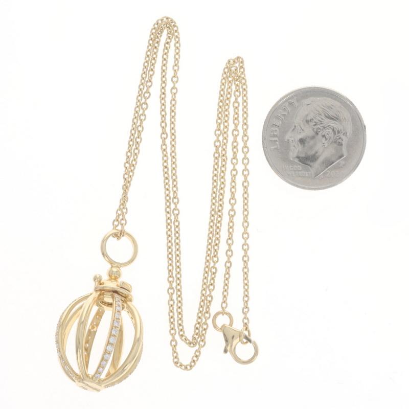 Yellow Gold Diamond Orb Pendant Necklace 15 3/4