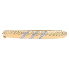 Bracelet en or jaune avec diamant ovale - 18k Single Cut .30ctw Rope Twist
