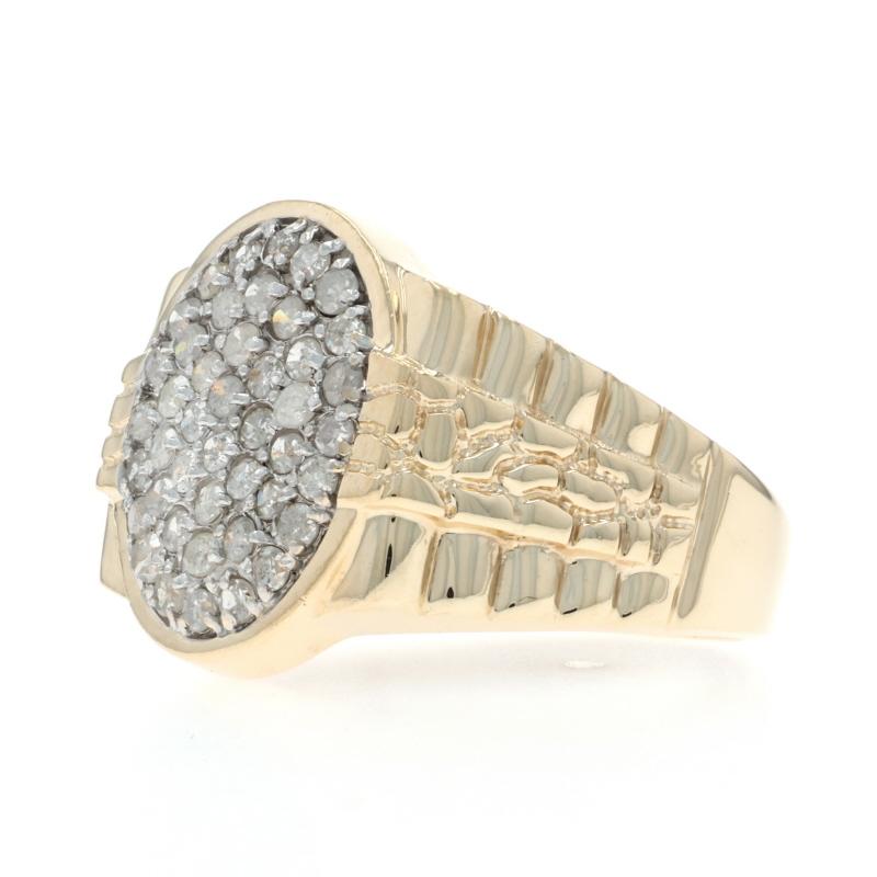 Bague homme en or jaune avec diamant ovale 10k simple 1.00ctw Nugget Excellent état - En vente à Greensboro, NC