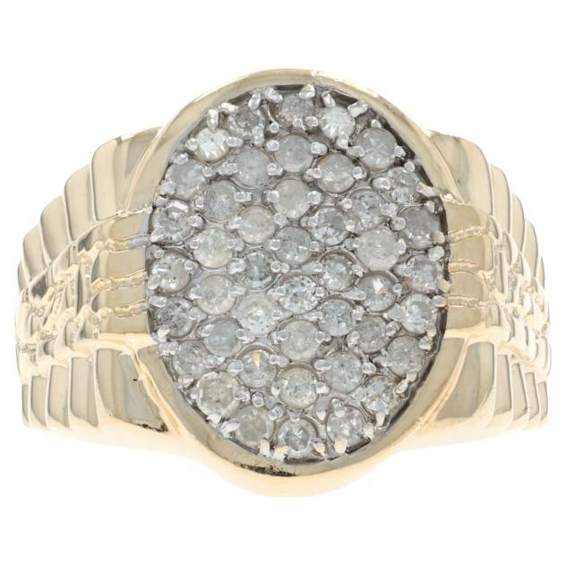 Bague homme en or jaune avec diamant ovale 10k simple 1.00ctw Nugget en vente