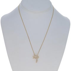 Yellow Gold Diamond Palm Tree Pendant Necklace 18" - 14k Rd.19ctw Beach Tropical