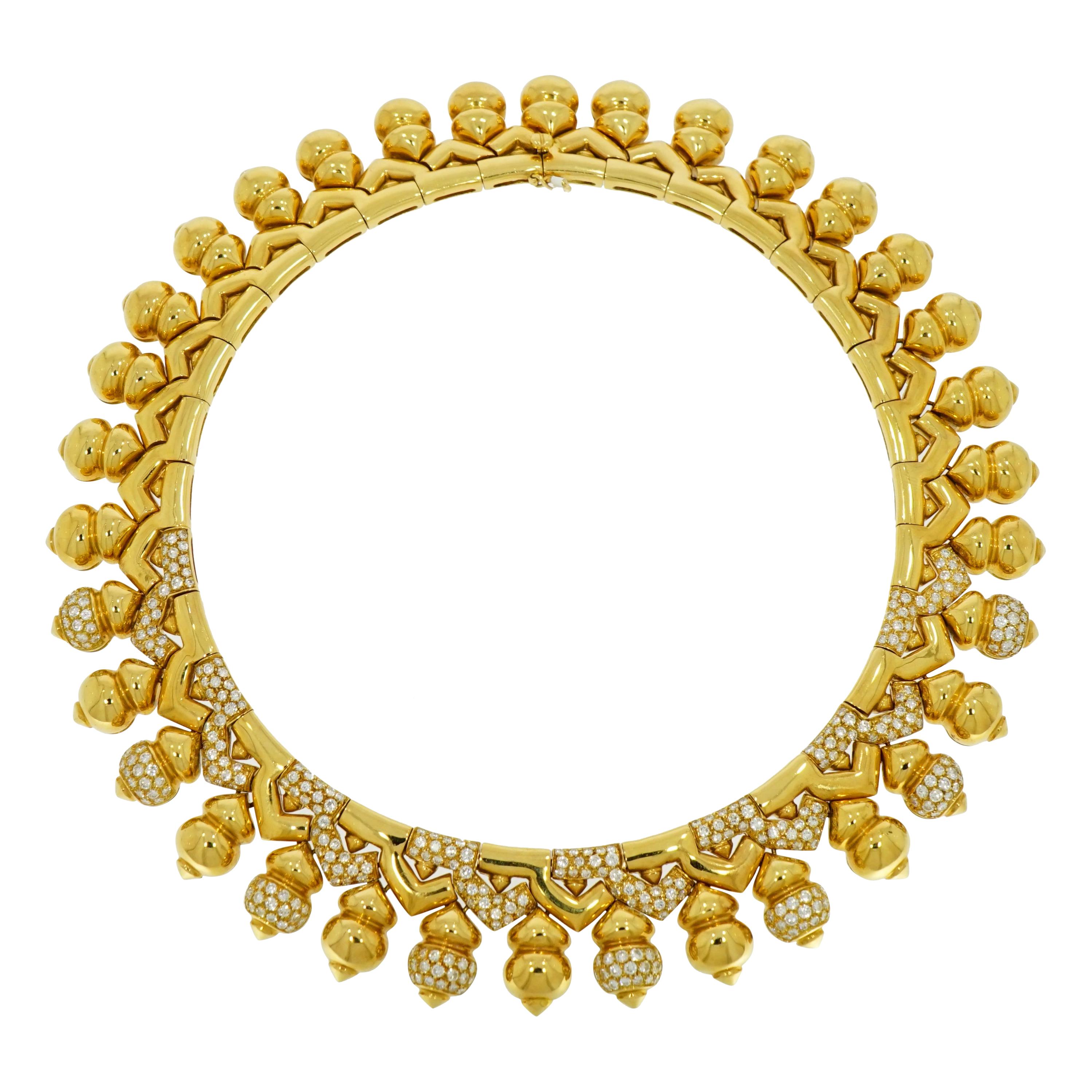 Yellow Gold Diamond Pave Necklace