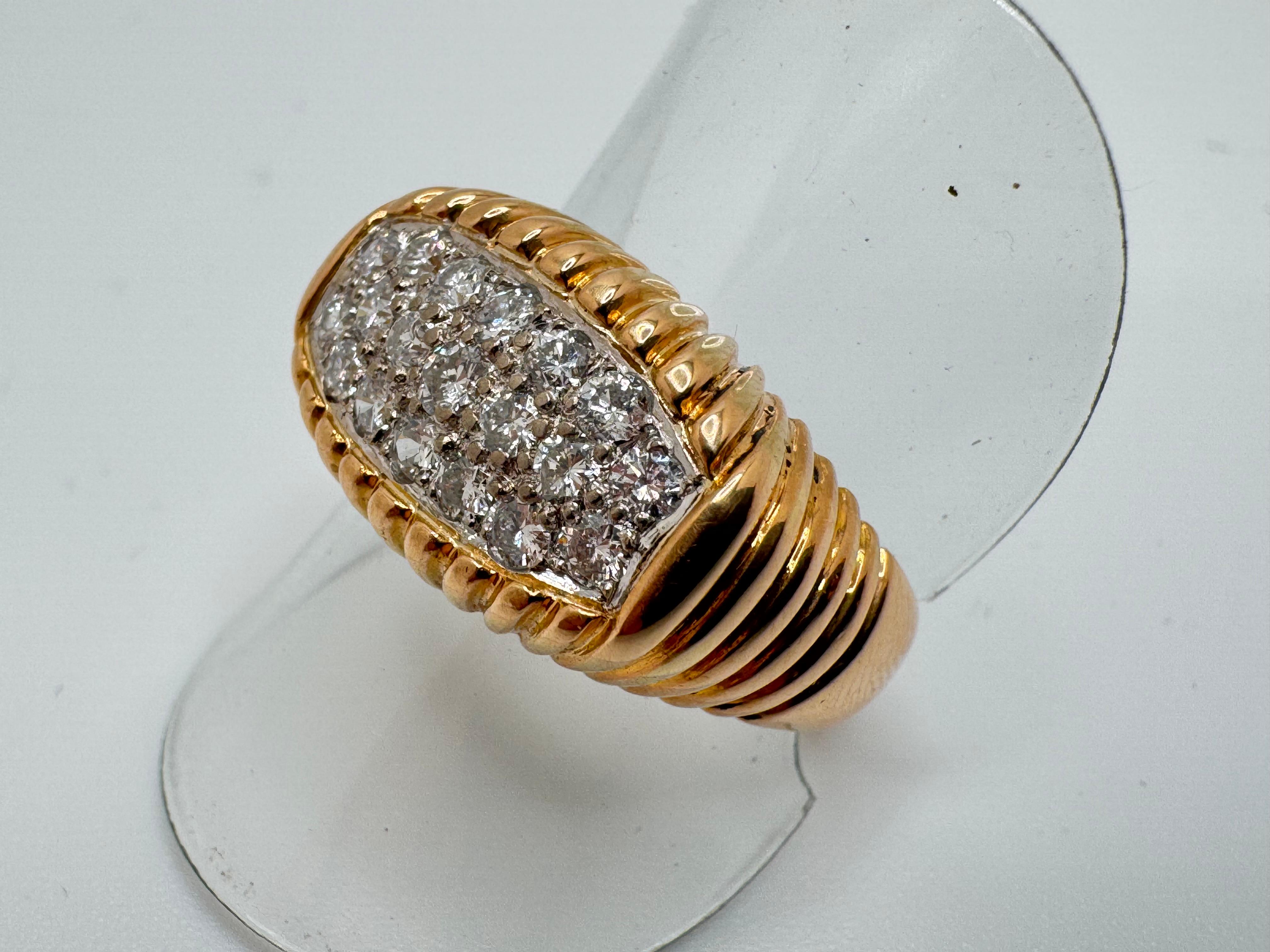 Gelbgold Diamant-Pavé-Ring im Angebot 2