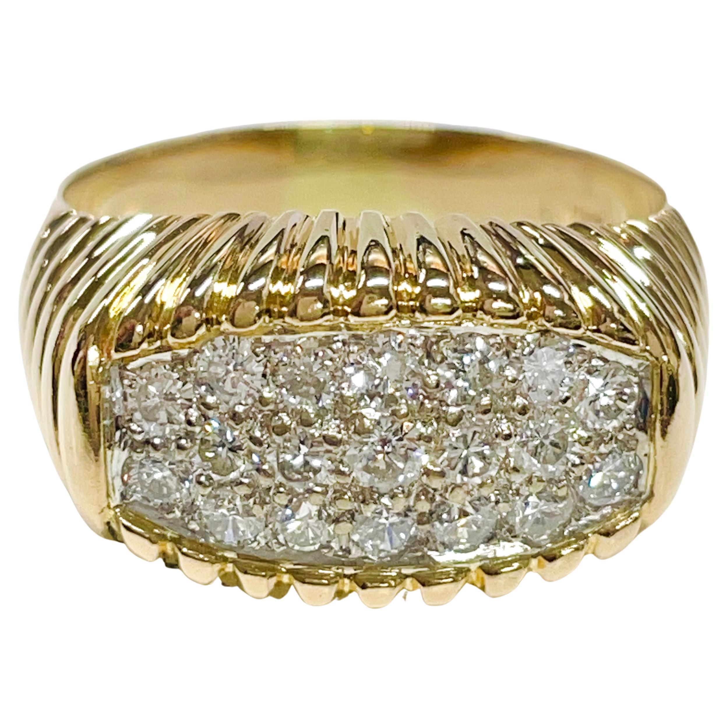 Yellow Gold Diamond Pavé Ring For Sale