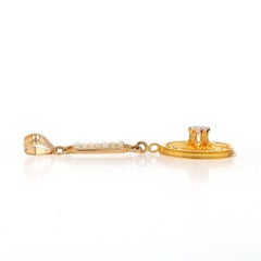 Yellow Gold Diamond & Pearl Art Deco Lavaliere Pendant 10k European.14ct Vintage