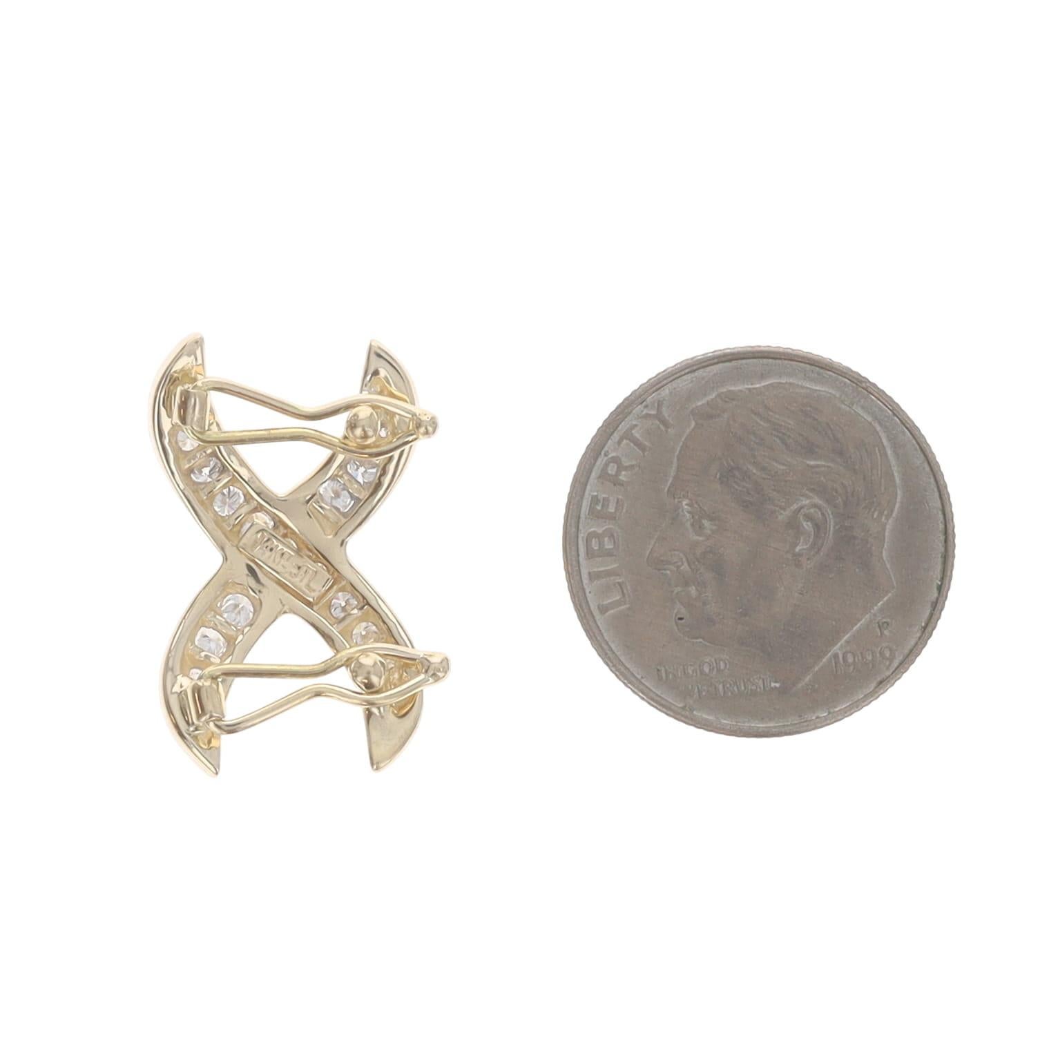Clip perla diamante in oro giallo 14k rotondo .25ctw Crossover In condizioni ottime a Greensboro, NC