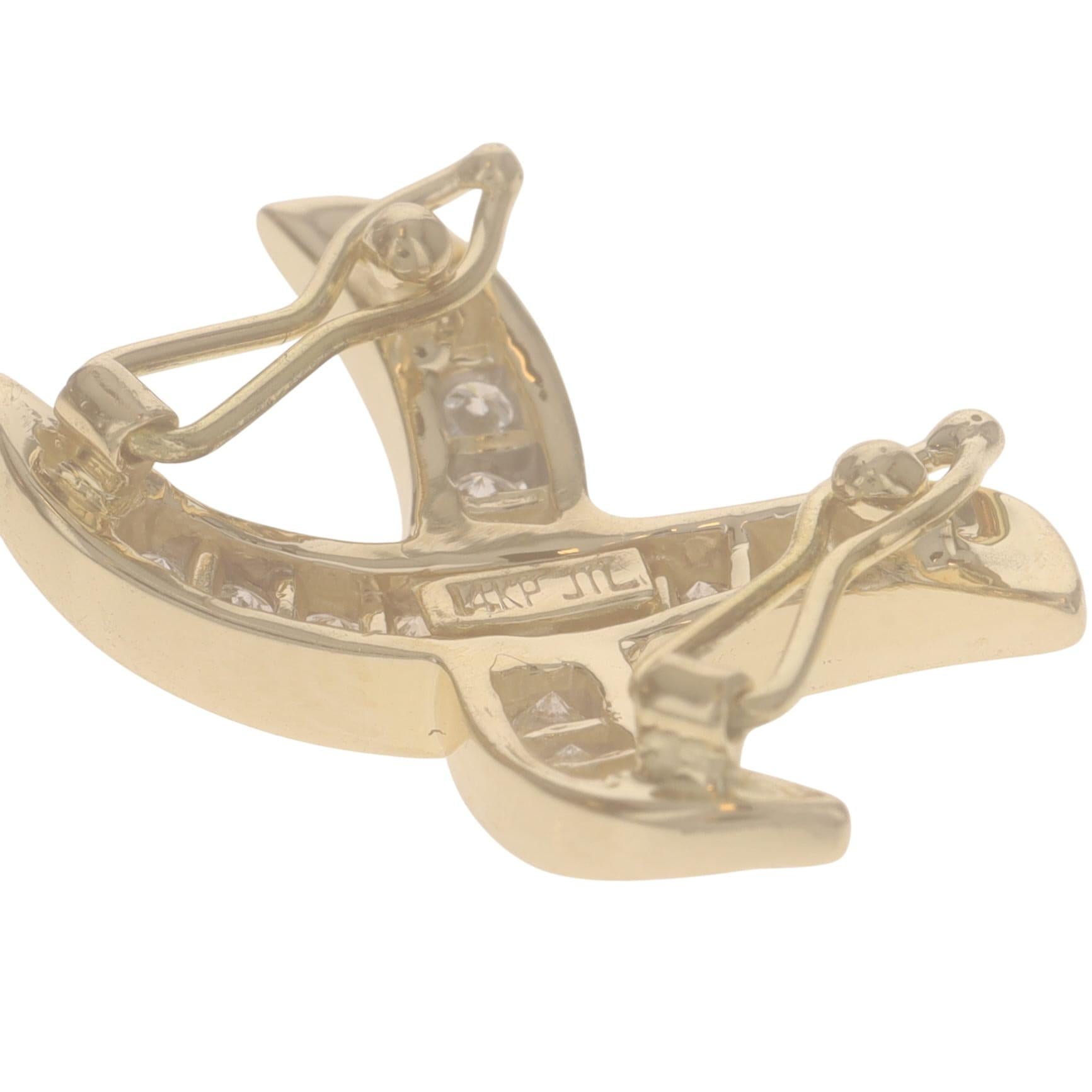 da uomo o donna Clip perla diamante in oro giallo 14k rotondo .25ctw Crossover