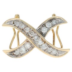 Clip perla diamante in oro giallo 14k rotondo .25ctw Crossover