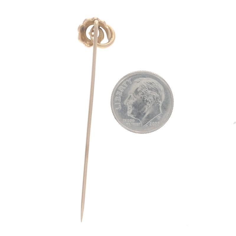 Gelbgold Diamant Perle viktorianischen Kreis Spirale Stickpin -14k Mine Antike Pin (Alteuropäischer Brillantschliff) im Angebot