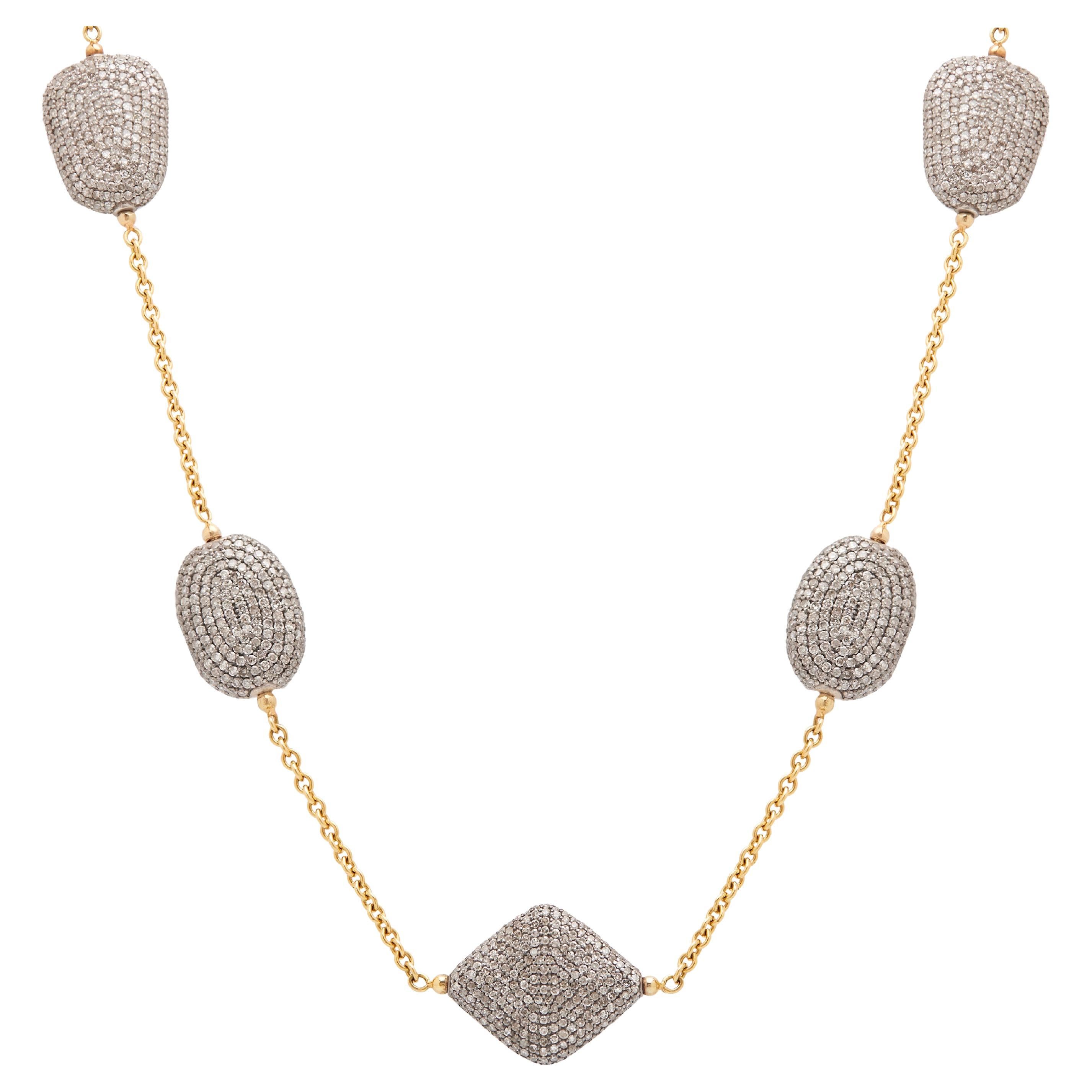 Collier en or jaune Diamond Pebble en vente