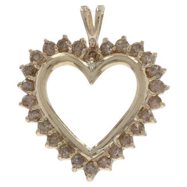 Yellow Gold Diamond Pendant - 10k Round Brilliant 1.00ctw For Sale