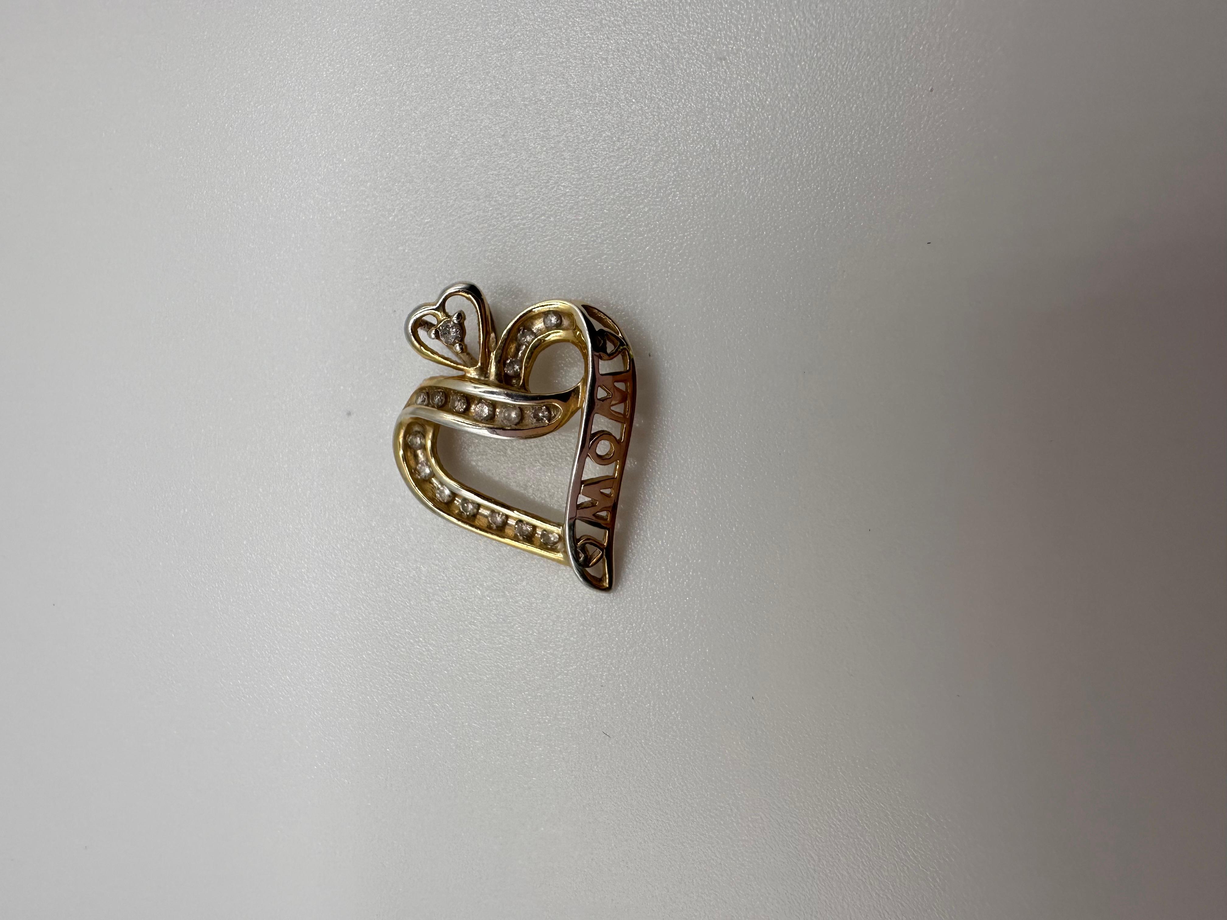 Round Cut Yellow gold diamond pendant mom pendant 10KT mommy pendant For Sale