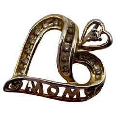 Yellow gold diamond pendant mom pendant 10KT mommy pendant