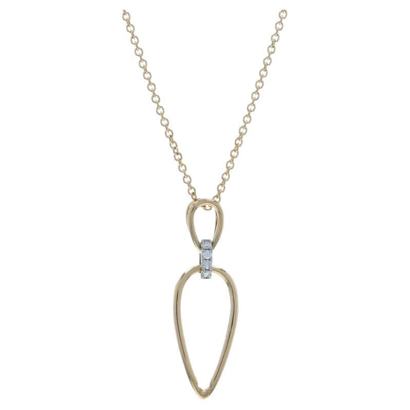 Yellow Gold Diamond Pendant Necklace 18" - 14k Single Adjustable
