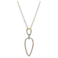 Yellow Gold Diamond Pendant Necklace 18" - 14k Single Adjustable