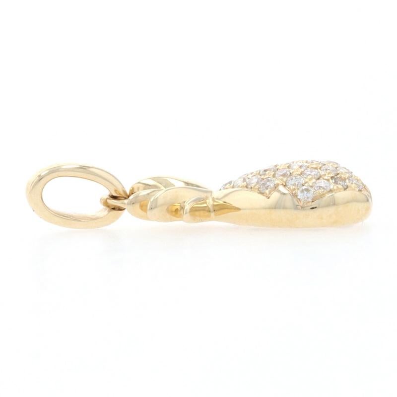 Round Cut Yellow Gold Diamond Pineapple Pendant -14k Rnd .16ctw Tropical Fruit Hospitality For Sale