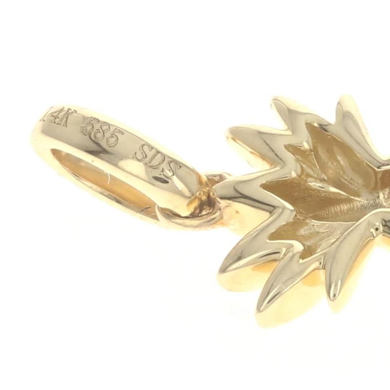 Women's Yellow Gold Diamond Pineapple Pendant -14k Rnd .16ctw Tropical Fruit Hospitality For Sale