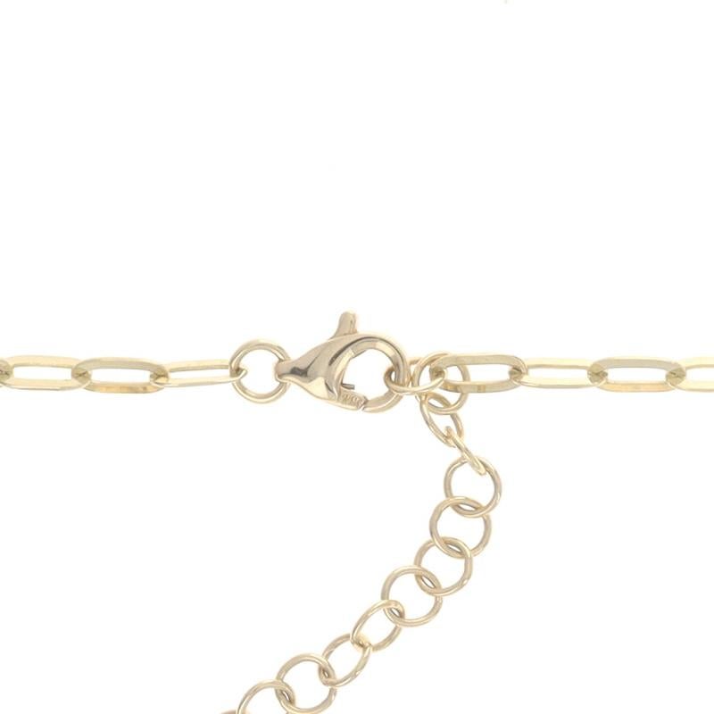 Yellow Gold Diamond & Pink Enamel Bar Link Necklace - 14k Reversible Adjustable For Sale 2